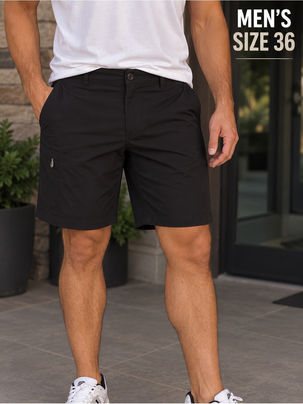 IZOD Men's Black Performance Cargo Shorts SIZE 36